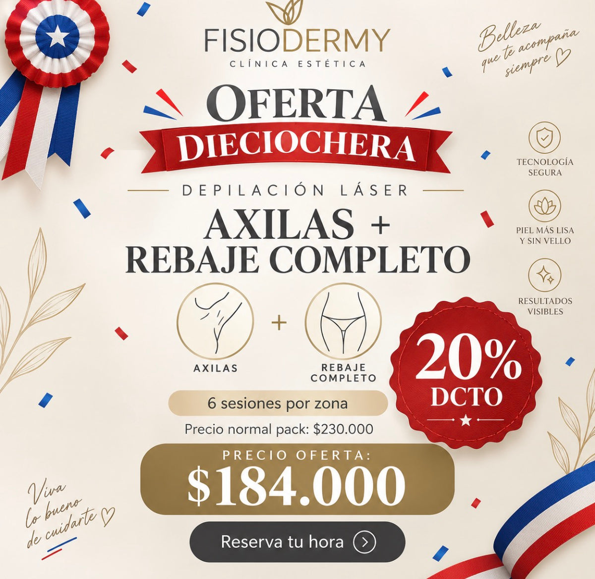 OFERTA DEPILACIÓN AXILAS Y REBAJE COMPLETO